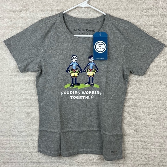 NWT LIFE IS GOOD T-Shirt Gray Foodies Working Together Large - Picture 3 of 14
